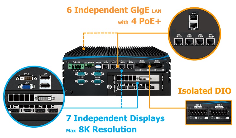 (image for) Mini FANLESS LG-P1000F-GTX1650 Intel 9th i7, 8K 3x DP, HDMI, DVI, Optn Ignition Control